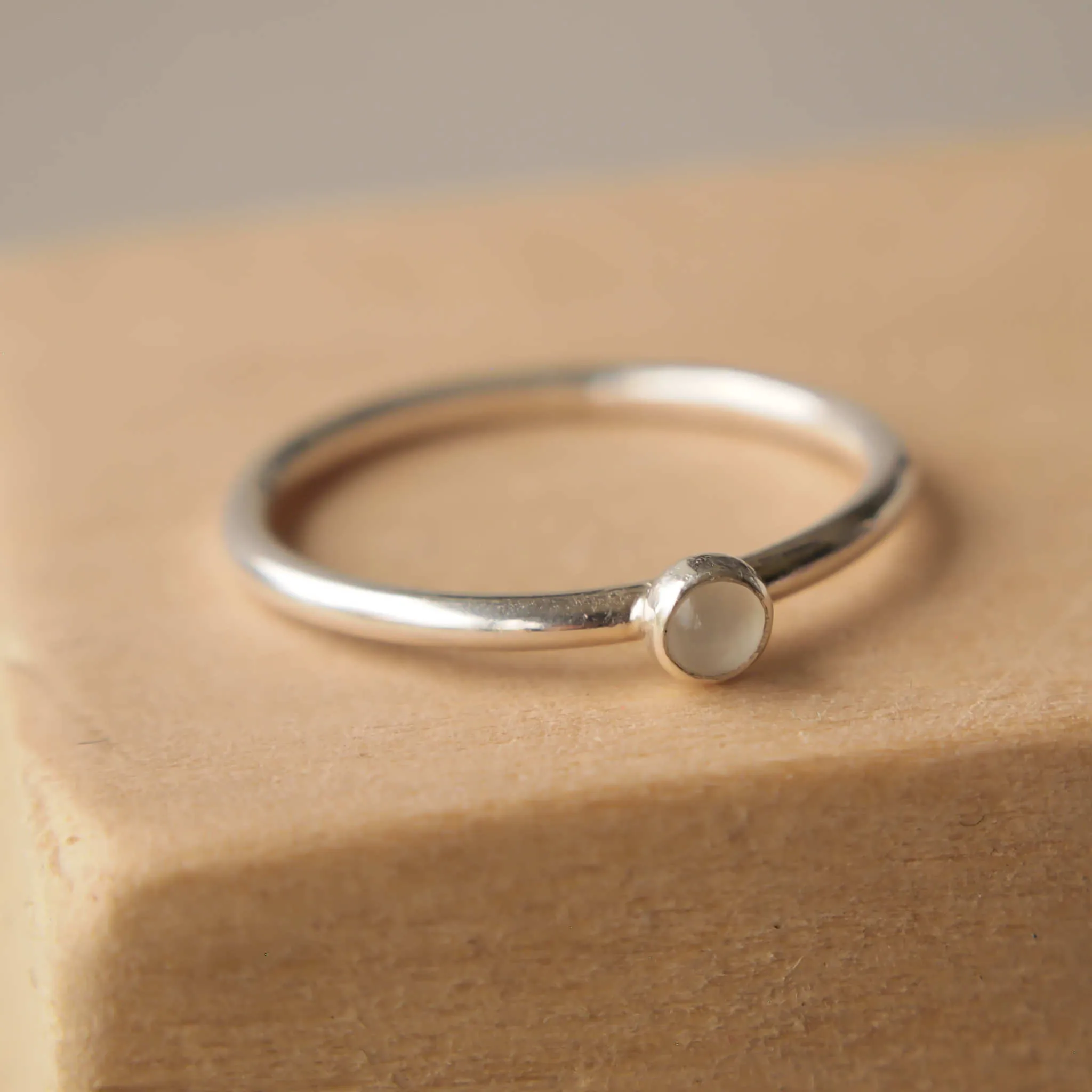 Moonstone Duo Ring Set in Sterling Silver