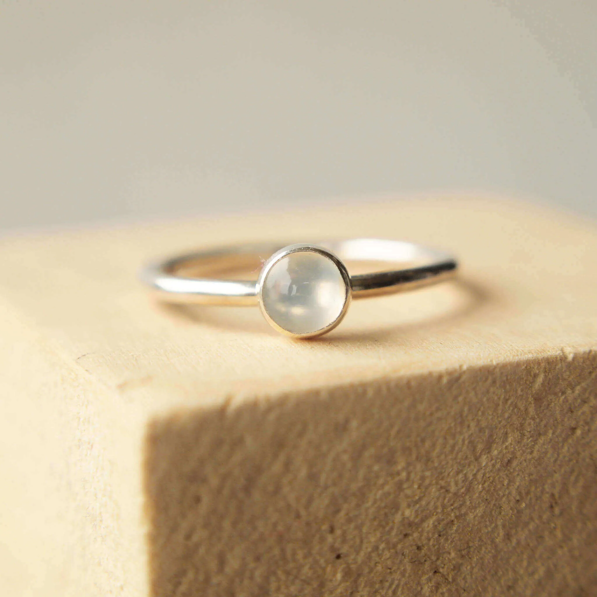 Moonstone Duo Ring Set in Sterling Silver