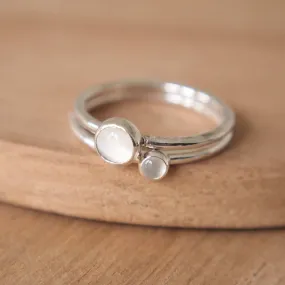 Moonstone Duo Ring Set in Sterling Silver