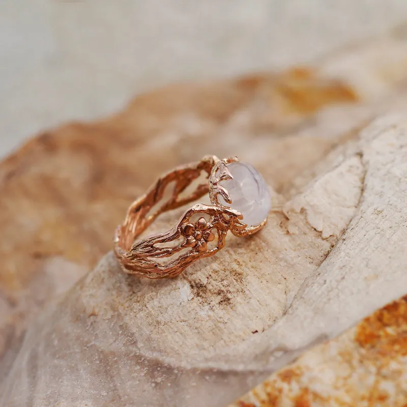 Moonstone Engagement Ring in 14K Rose Gold "Fleur"