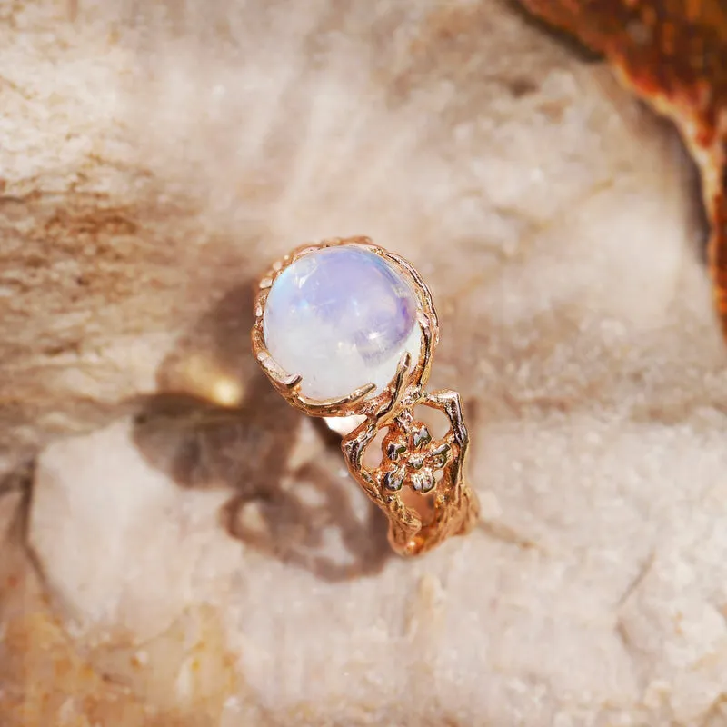 Moonstone Engagement Ring in 14K Rose Gold "Fleur"