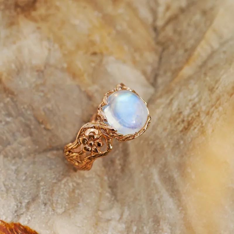Moonstone Engagement Ring in 14K Rose Gold "Fleur"