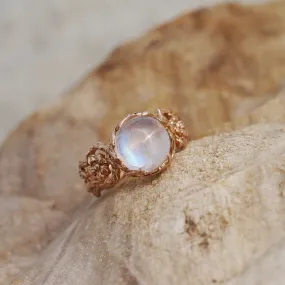 Moonstone Engagement Ring in 14K Rose Gold "Fleur"