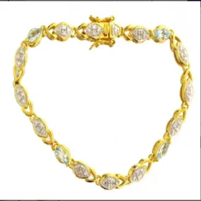 Natural Blue Topaz & Diamond Accented Bracelet