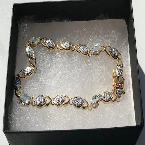 Natural Blue Topaz & Diamond Accented Bracelet