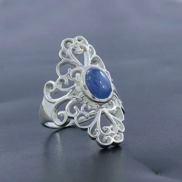 Natural Rainbow Moonstone Silver Rings