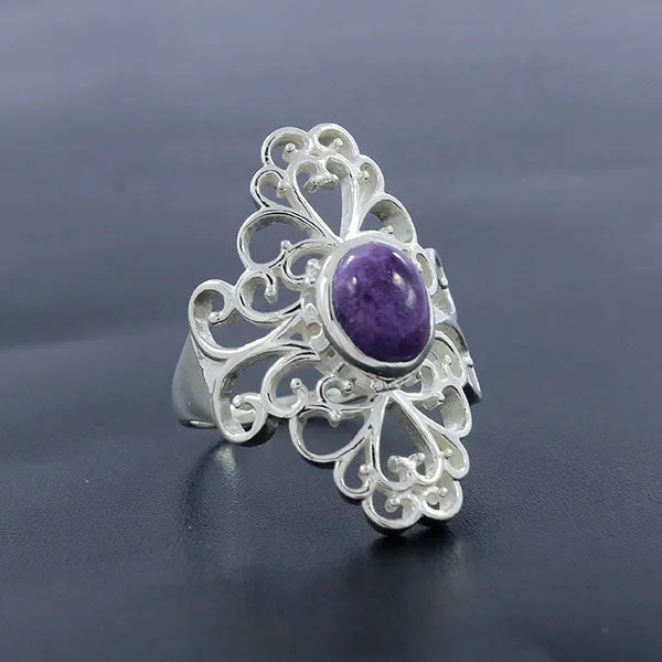 Natural Rainbow Moonstone Silver Rings