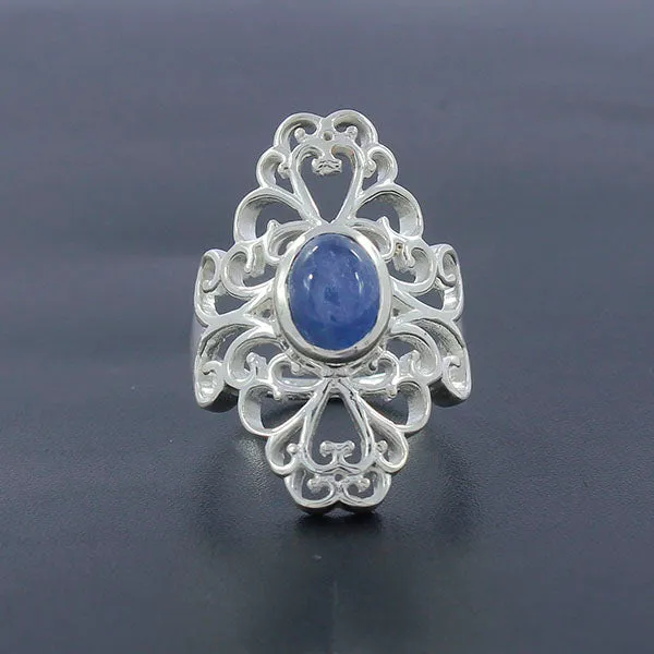 Natural Rainbow Moonstone Silver Rings