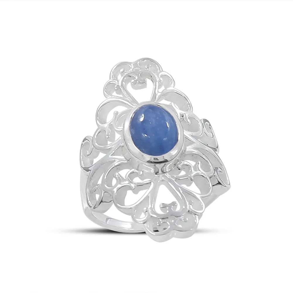 Natural Rainbow Moonstone Silver Rings