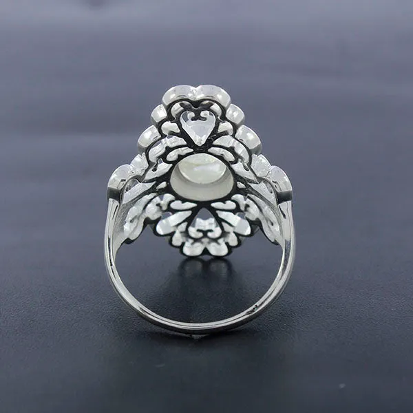 Natural Rainbow Moonstone Silver Rings