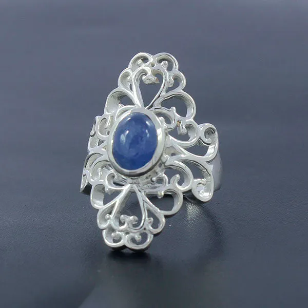 Natural Rainbow Moonstone Silver Rings
