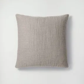 New - Casaluna Pillow Sham Cotton Jacquard Reversible Textured, Dark Gray/White, Euro