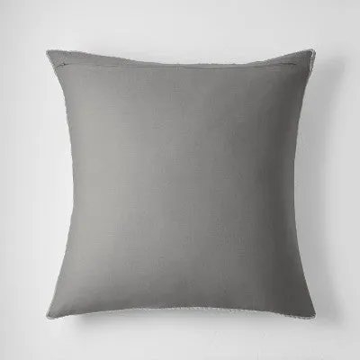 New - Casaluna Pillow Sham Cotton Jacquard Reversible Textured, Dark Gray/White, Euro