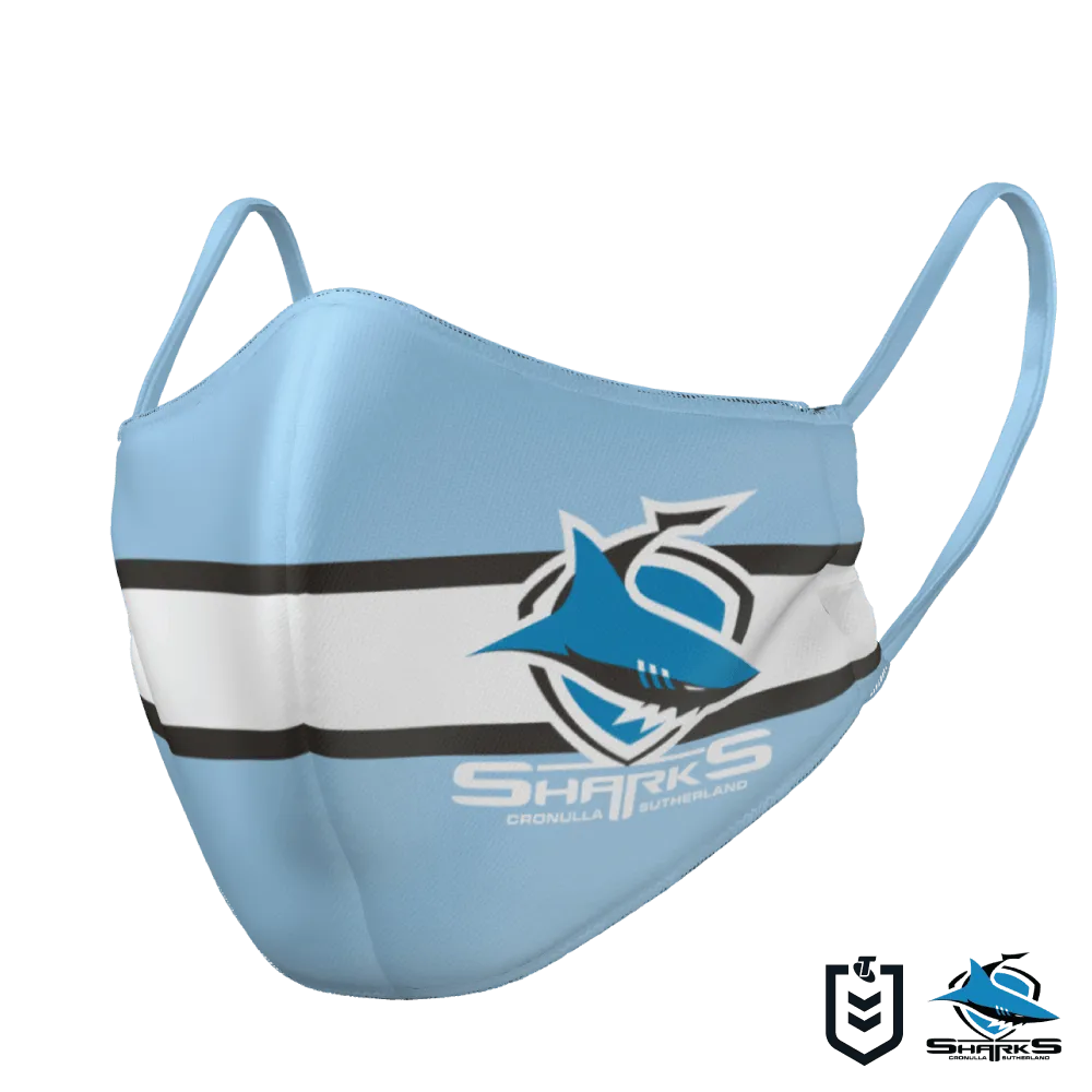 NRL Face Mask - Sharks - Reversible - Washable - Adult Large