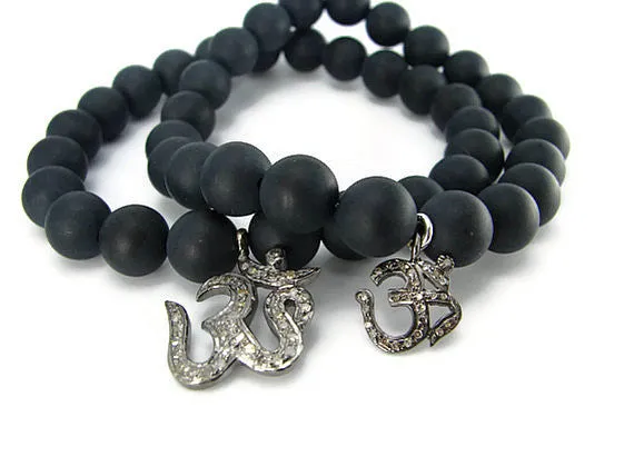 Om Diamond Bracelets | His & Hers Bracelets | Black Onyx, Fidelity Faith