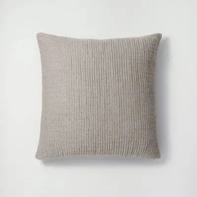 Open Box - Euro Reversible Textured Cotton Chambray Coverlet Sham Dark Gray/White - Casaluna