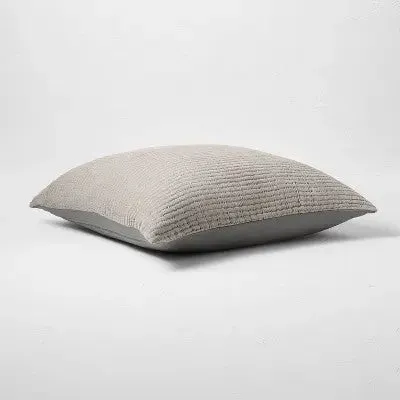 Open Box - Euro Reversible Textured Cotton Chambray Coverlet Sham Dark Gray/White - Casaluna