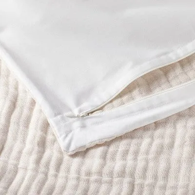 Open Box - Euro Reversible Textured Cotton Chambray Coverlet Sham White - Casaluna