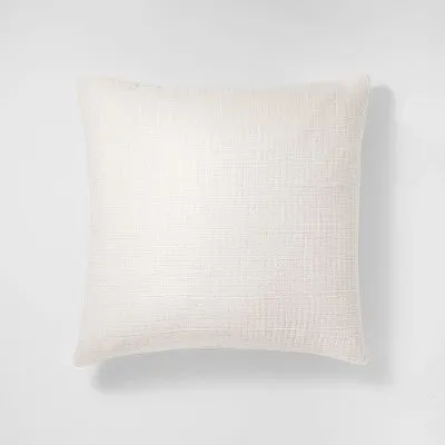 Open Box - Euro Reversible Textured Cotton Chambray Coverlet Sham White - Casaluna