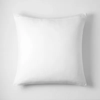 Open Box - Euro Reversible Textured Cotton Chambray Coverlet Sham White - Casaluna