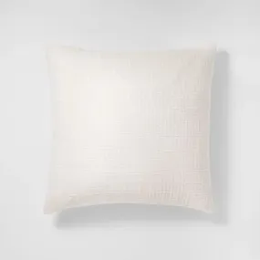 Open Box - Euro Reversible Textured Cotton Chambray Coverlet Sham White - Casaluna