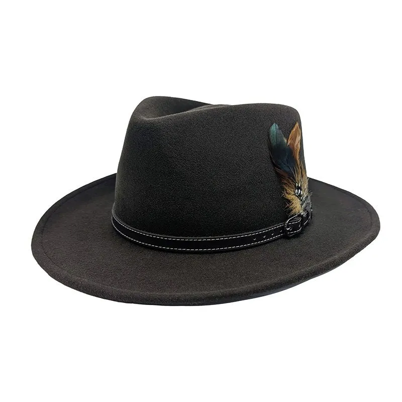 Outbacker Wool Felt Crushable Hat in Dark Brown