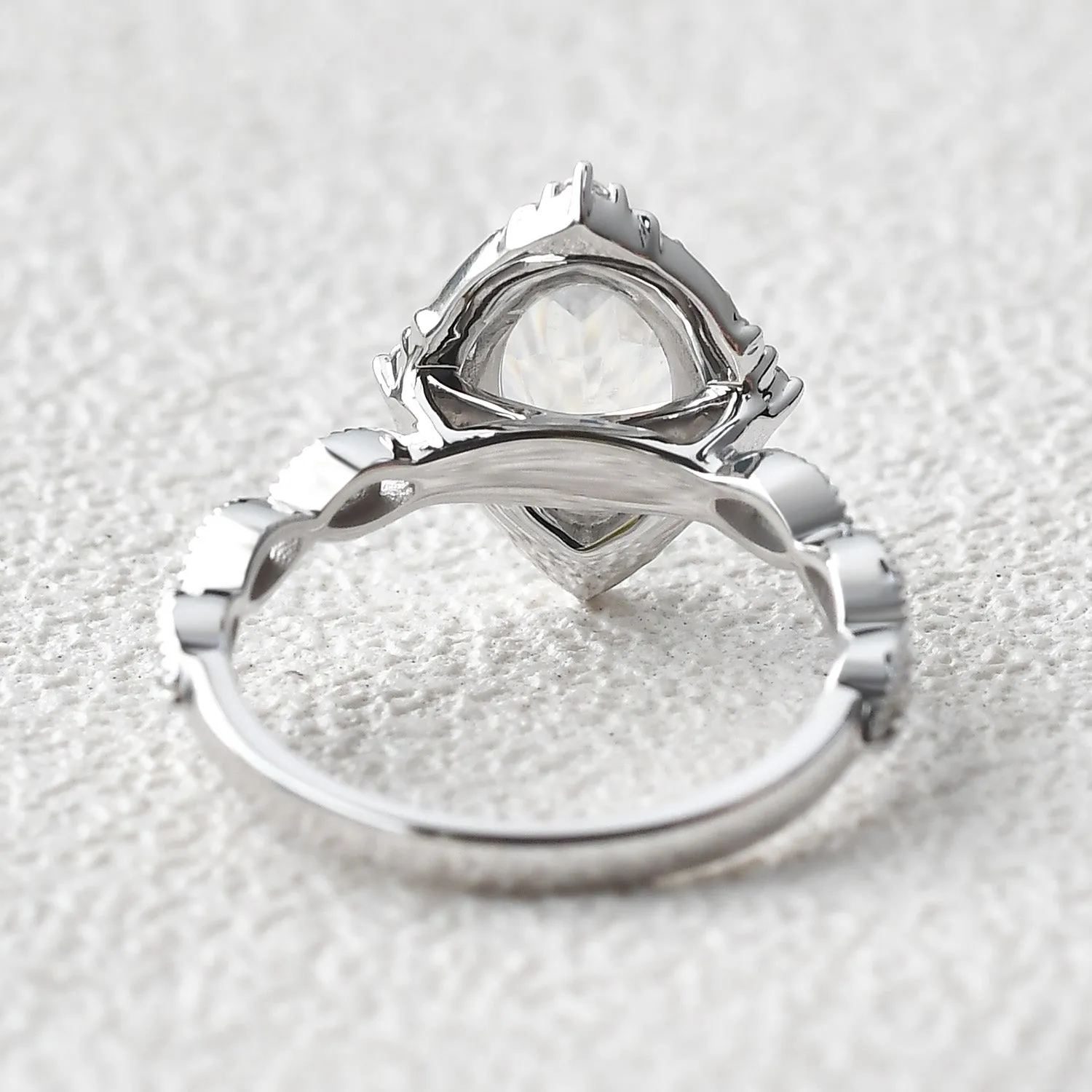 Oval Moonstone & Moissanite Art Deco Ring