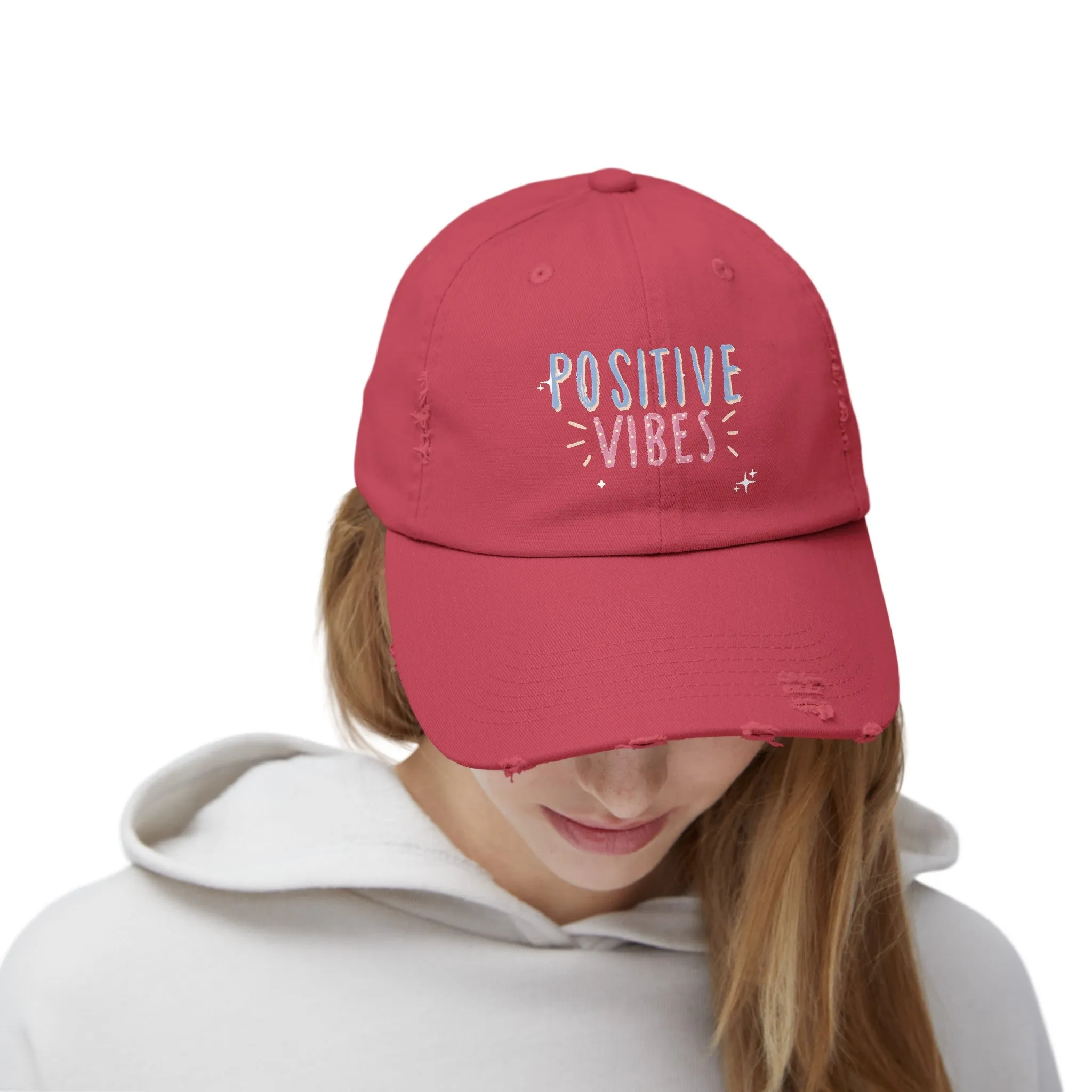 Positive Vibes Distressed Cap