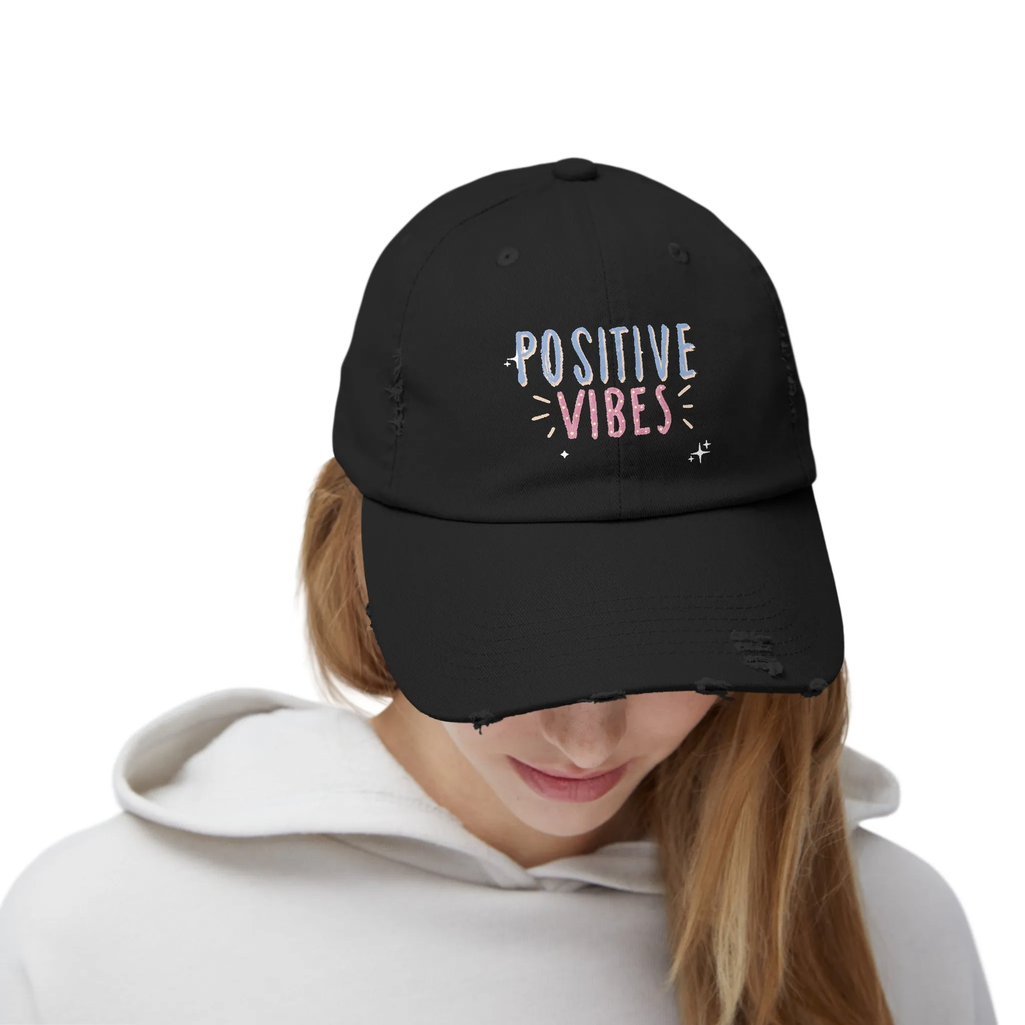 Positive Vibes Distressed Cap