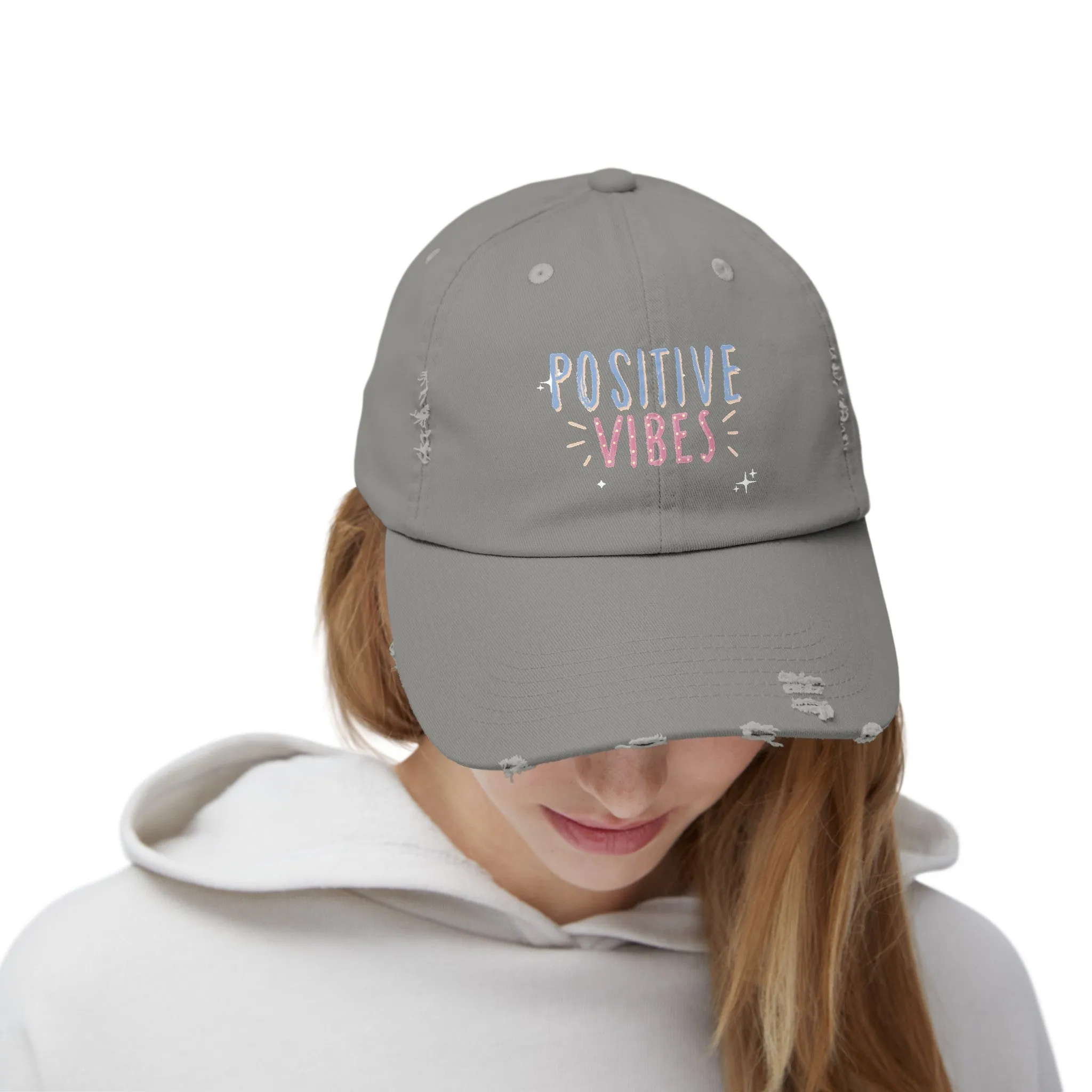 Positive Vibes Distressed Cap