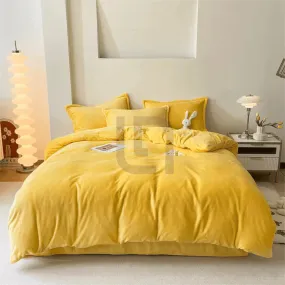 Premium Reversible Velvet Duvet Cover - Yellow