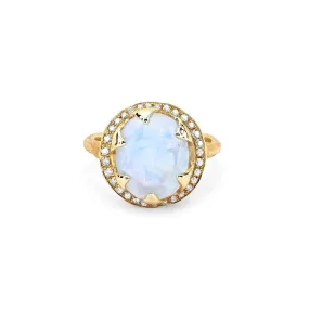 Moonstone and Diamond Accent Rings