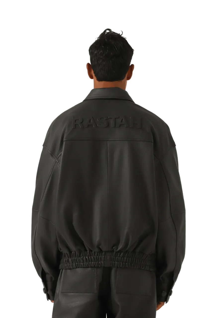 "95" OVERSIZED LEATHER EMBOSS JACKET