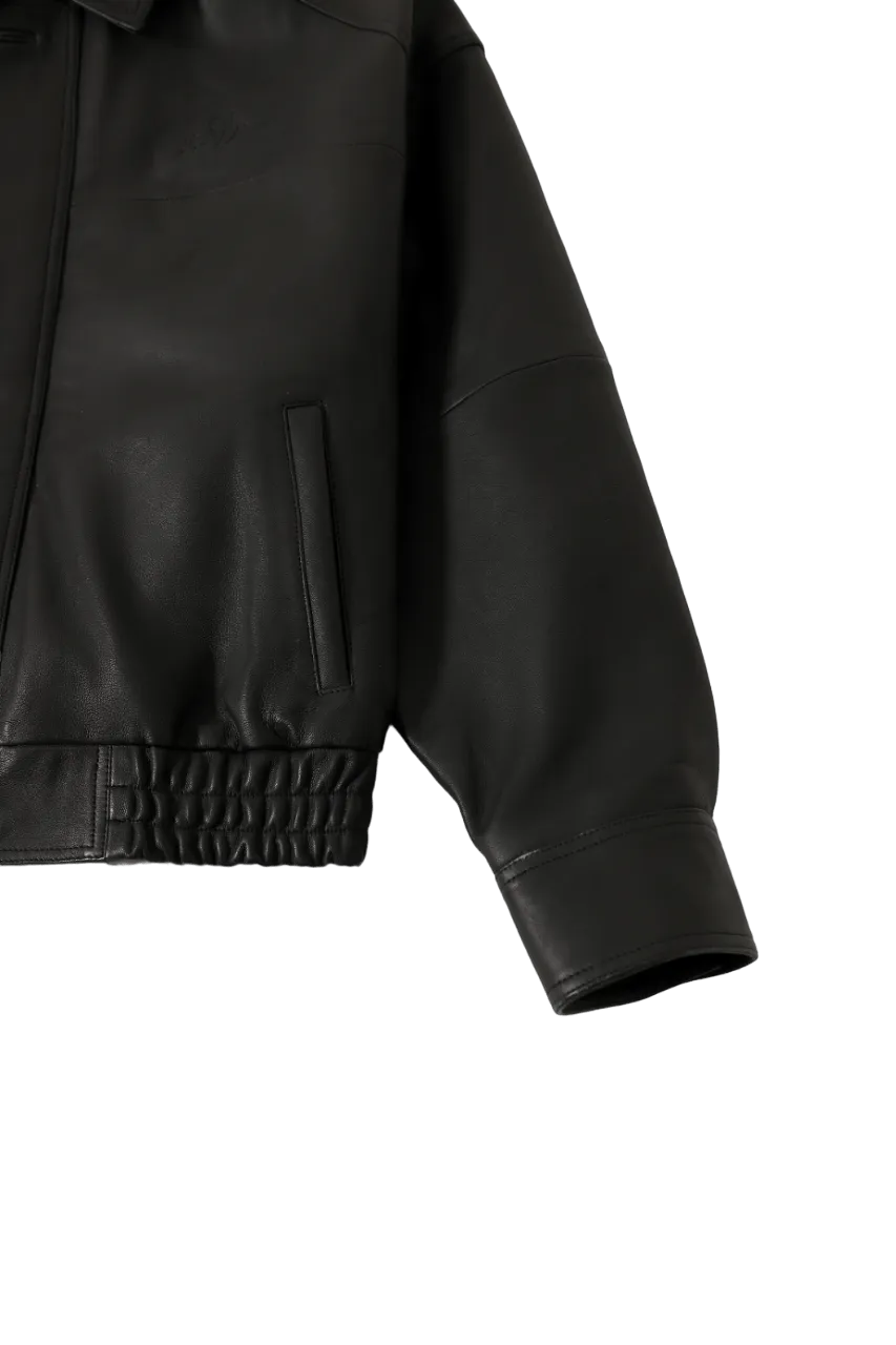 "95" OVERSIZED LEATHER EMBOSS JACKET