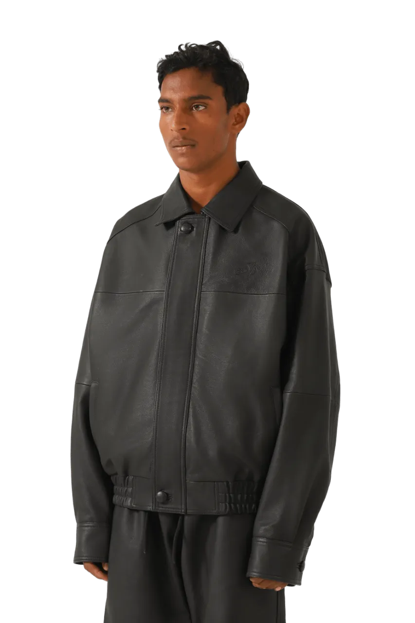 "95" OVERSIZED LEATHER EMBOSS JACKET