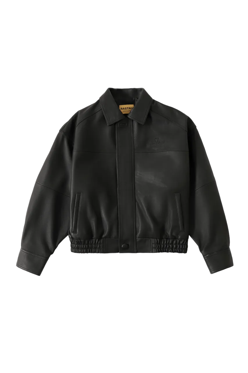 "95" OVERSIZED LEATHER EMBOSS JACKET