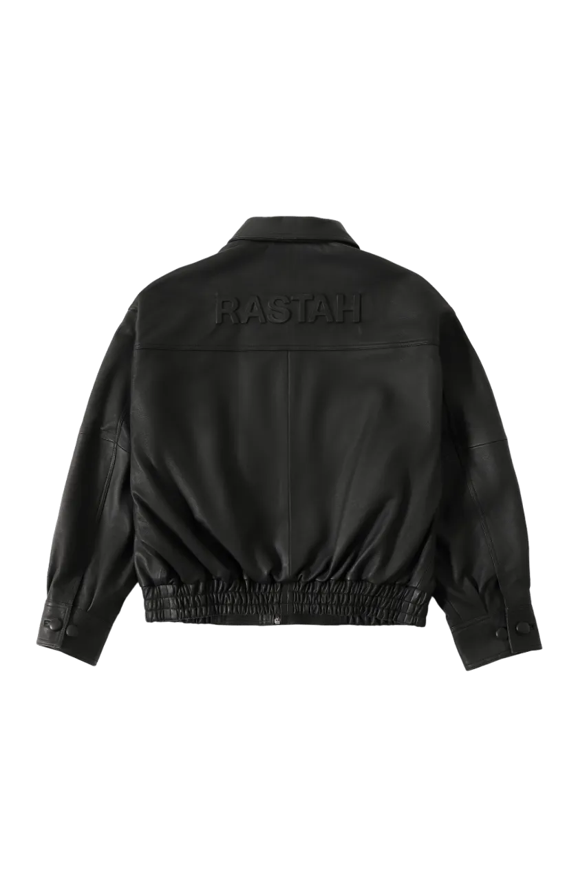"95" OVERSIZED LEATHER EMBOSS JACKET