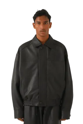 "95" OVERSIZED LEATHER EMBOSS JACKET