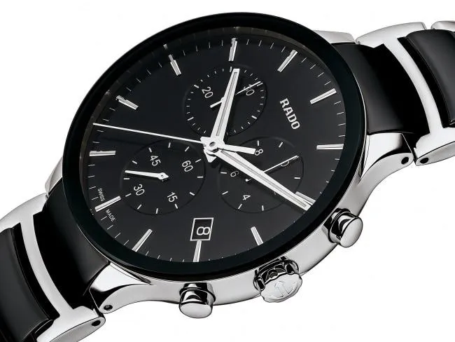 Rado Centrix Black Man's Watch With Chronographs-Best Gift for man