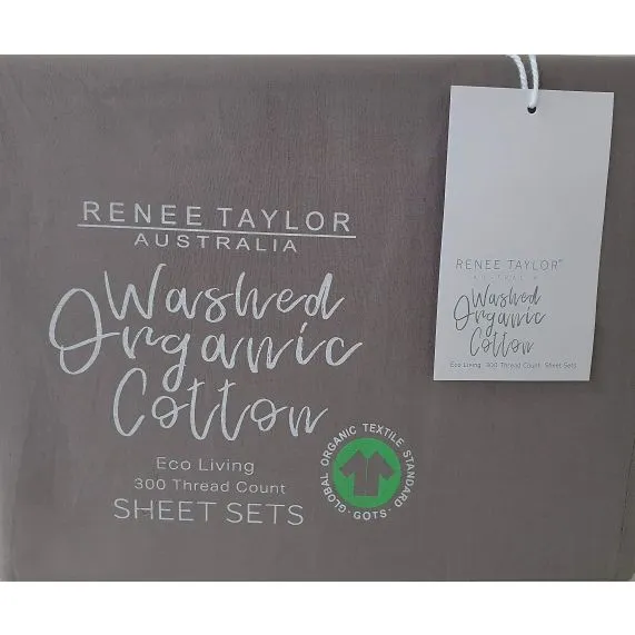 Renee Taylor 300 Thread Count 100 % Organic Cotton Sheet Sets - Steel Grey