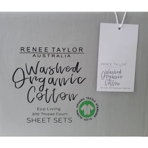 Renee Taylor 300 Thread Count 100 % Organic Cotton Sheet Sets - Vapour