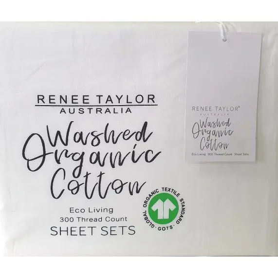 Renee Taylor 300 Thread Count 100 % Organic Cotton Sheet Sets - White