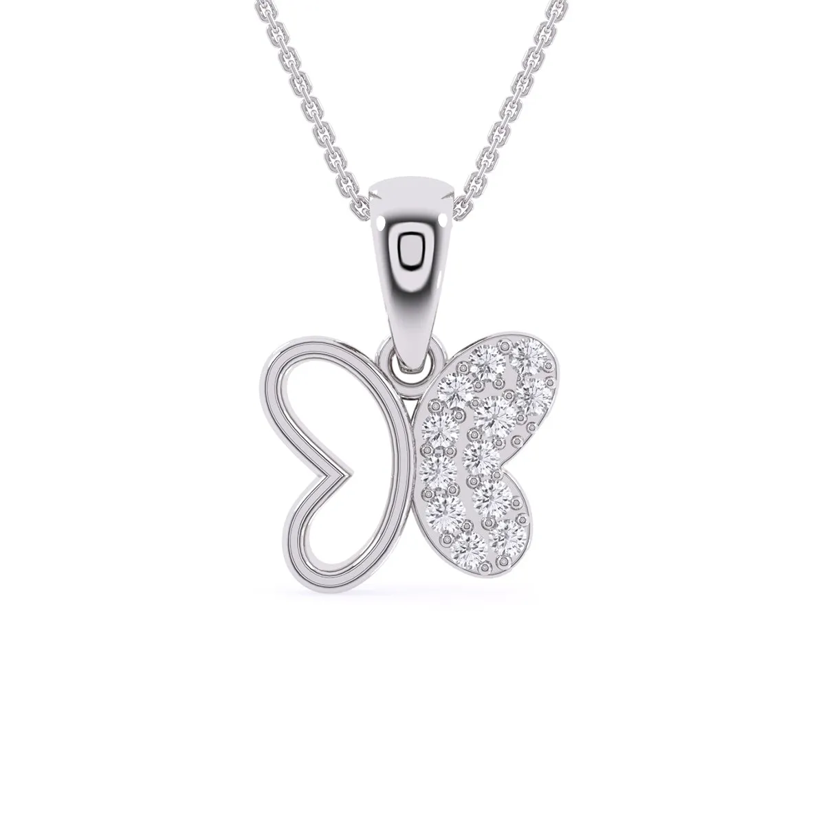 Rose Gold Butterfly Pendant With Diamonds