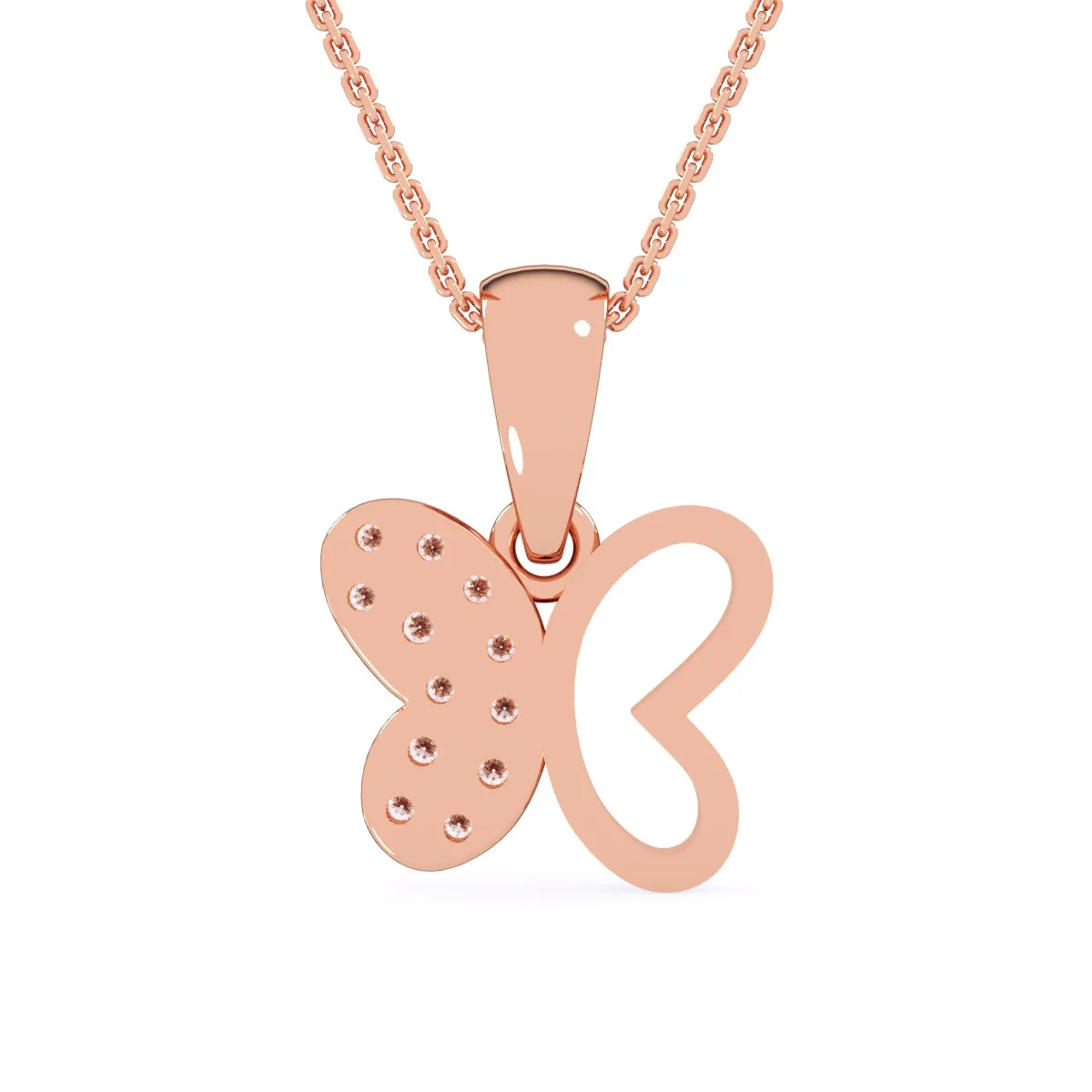 Rose Gold Butterfly Pendant With Diamonds