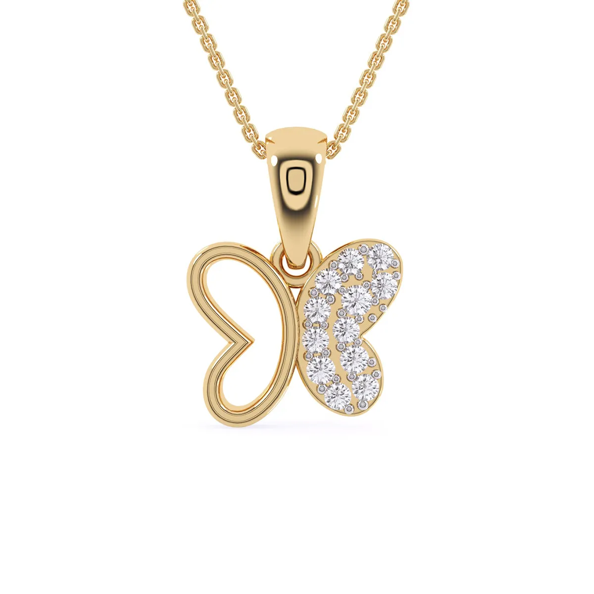 Rose Gold Butterfly Pendant With Diamonds