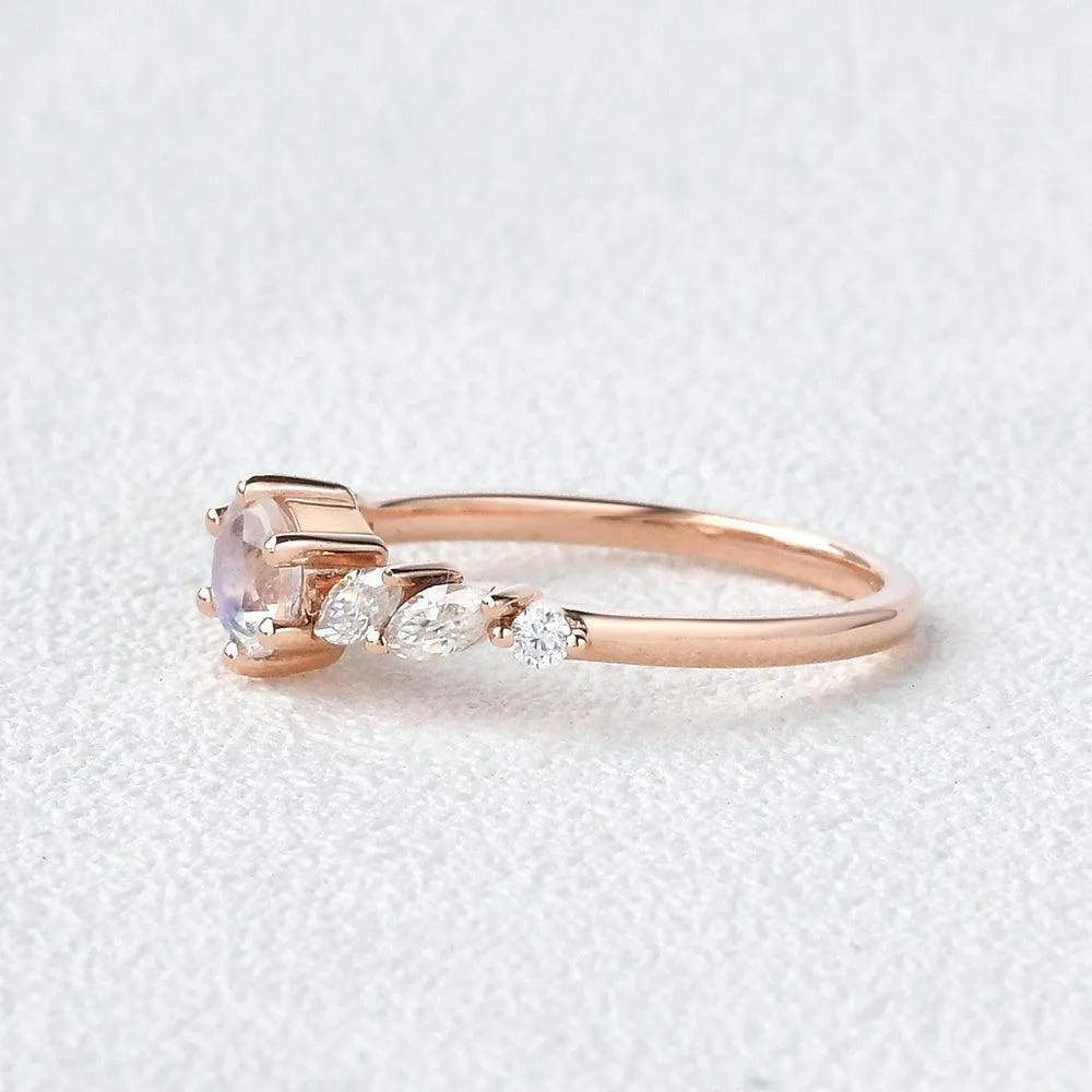 Round Cut Moonstone Petite Six-prong Ring