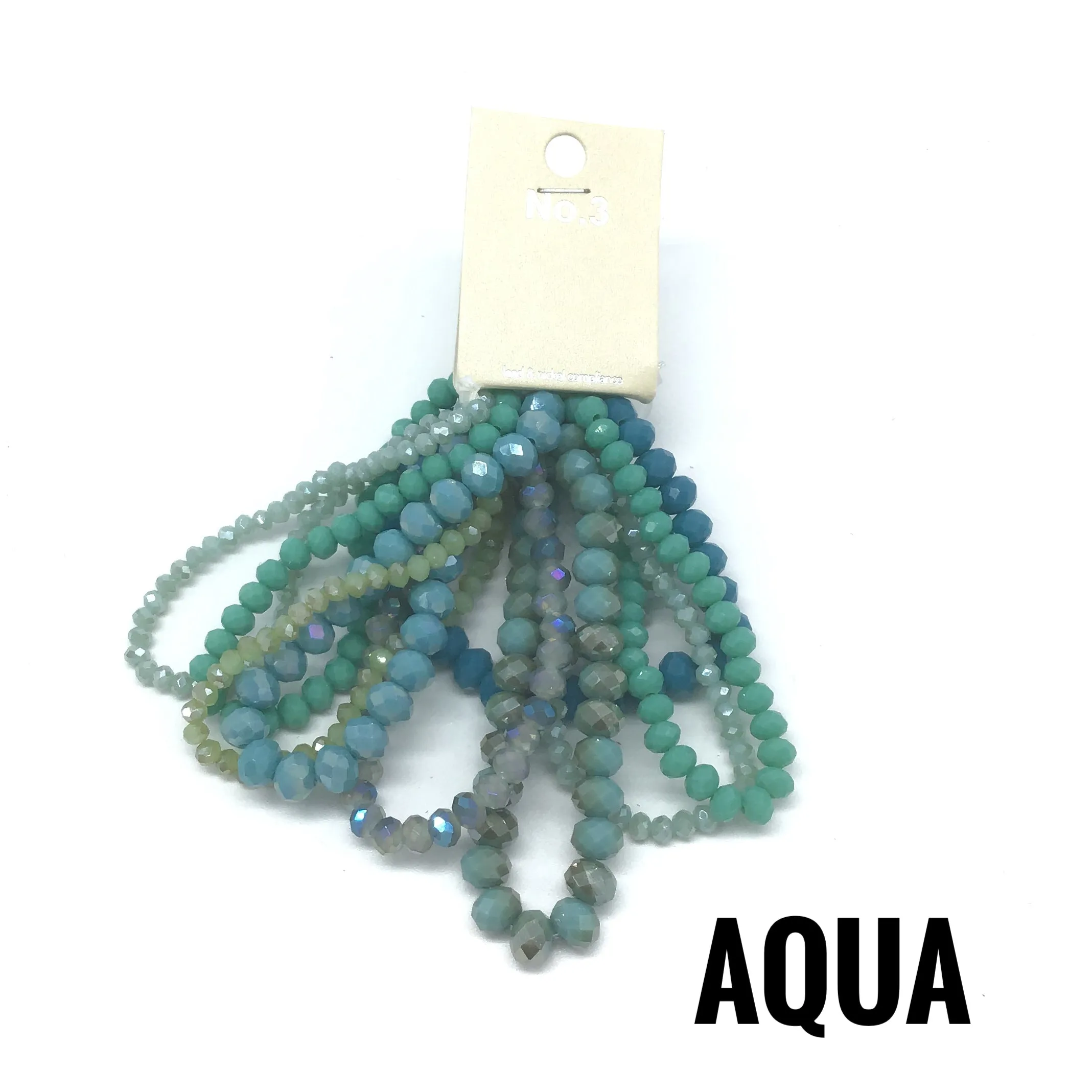 Set of "9" Shimmering Faceted Glass Bead Bracelets  (Multiple Colors)