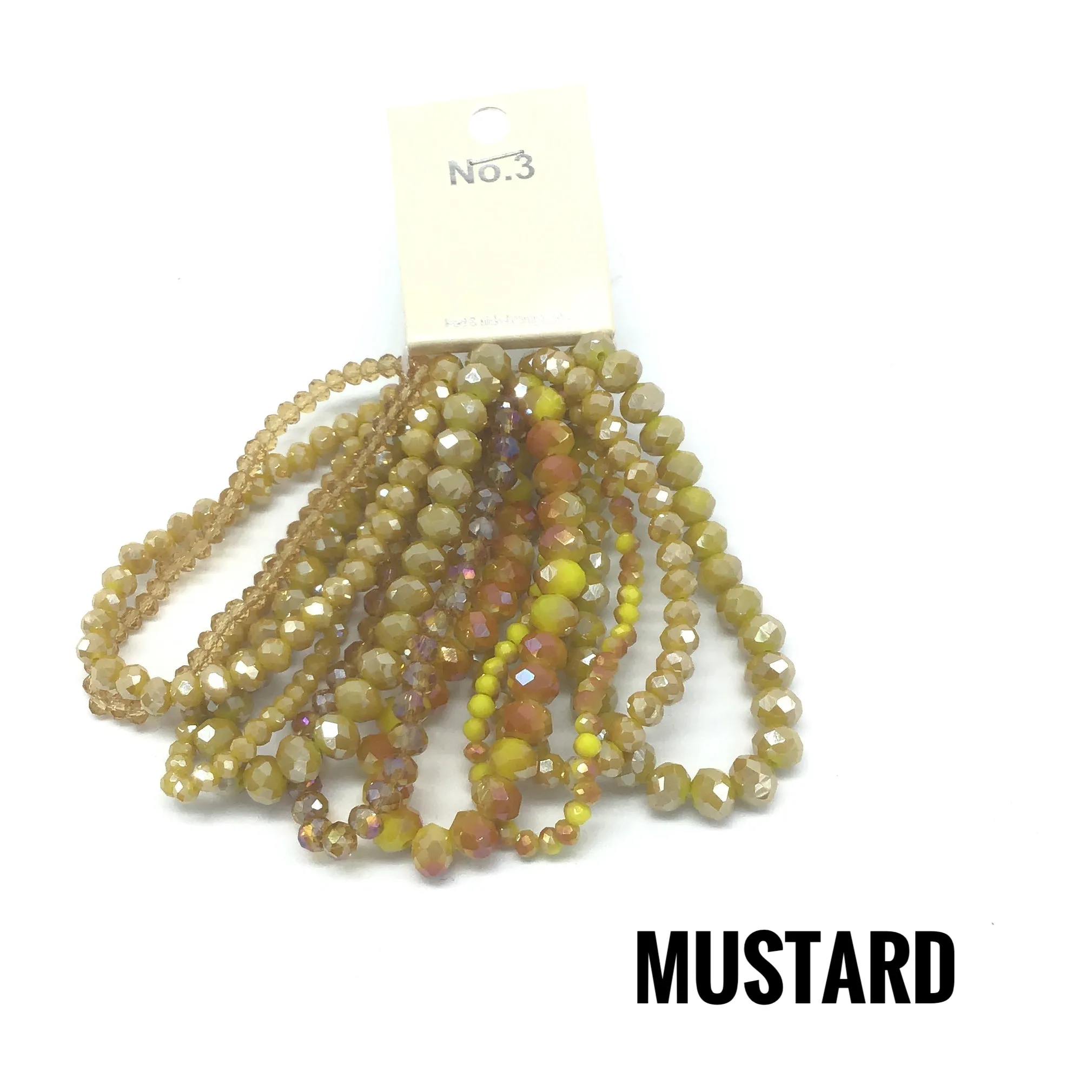 Set of "9" Shimmering Faceted Glass Bead Bracelets  (Multiple Colors)