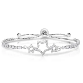 Silver Plated Cubic Zirconia Star Adjustable Bracelet