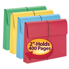 Smead Expanding File Wallet, 2" Expansion, Protective Flap and Cord Closure, Letter Size, Assorted Colors, 10 per Box (77207)